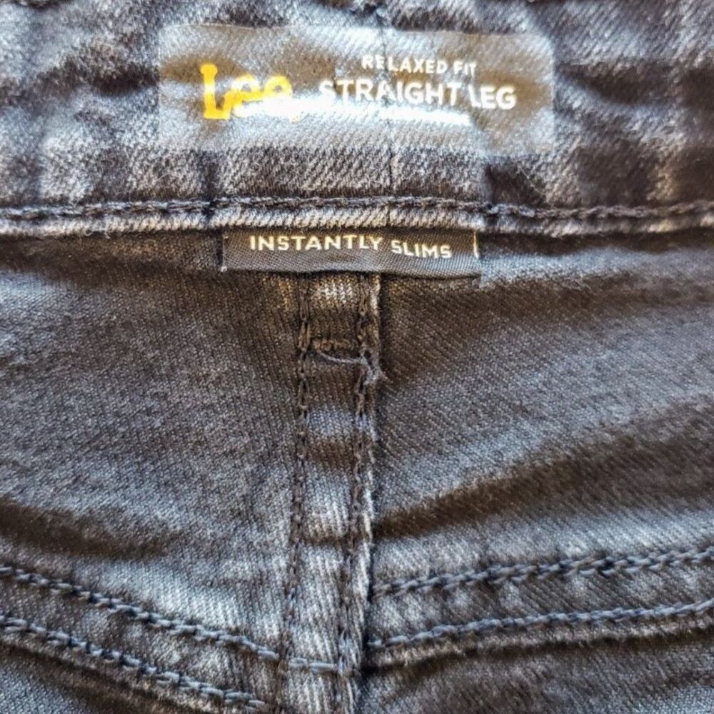 Lee Instantly Slims Black Straight Leg Jeans Size 12S Tummy Panel Relaxed Fit - Picture 7 of 9